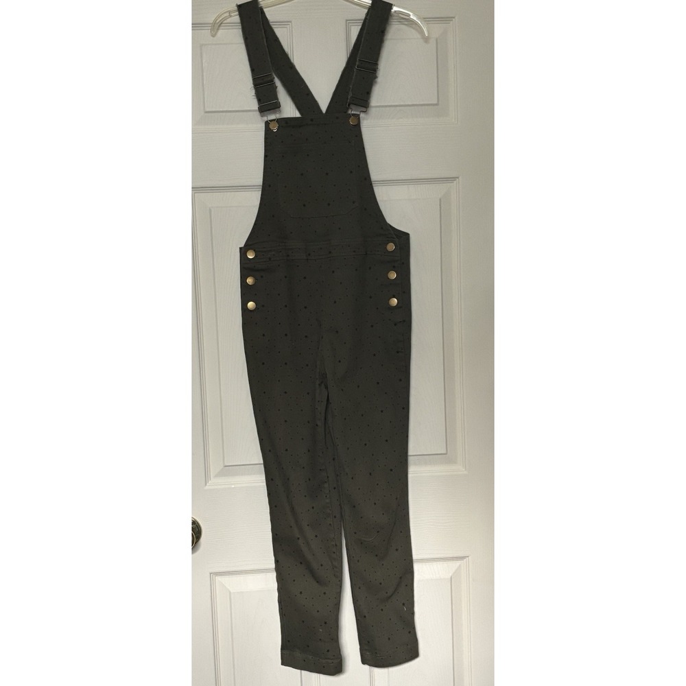 Storia Overalls Medium military green black stars print carpenter pants Size XS